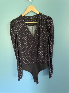 AFRM Black Floral Bodysuit Size medium